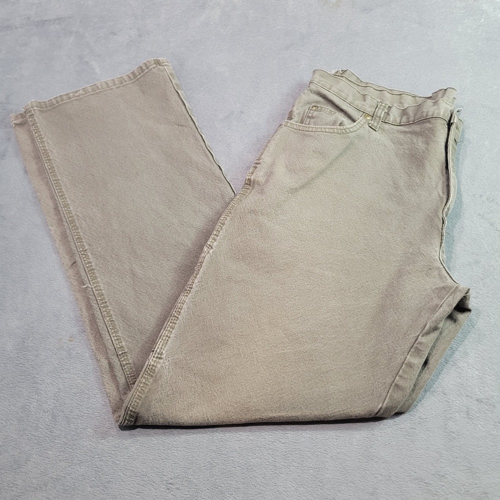 Genuine Dickies Work Pants Men 36x34 Olive Green Straight Leg Stretch Canvas SEO